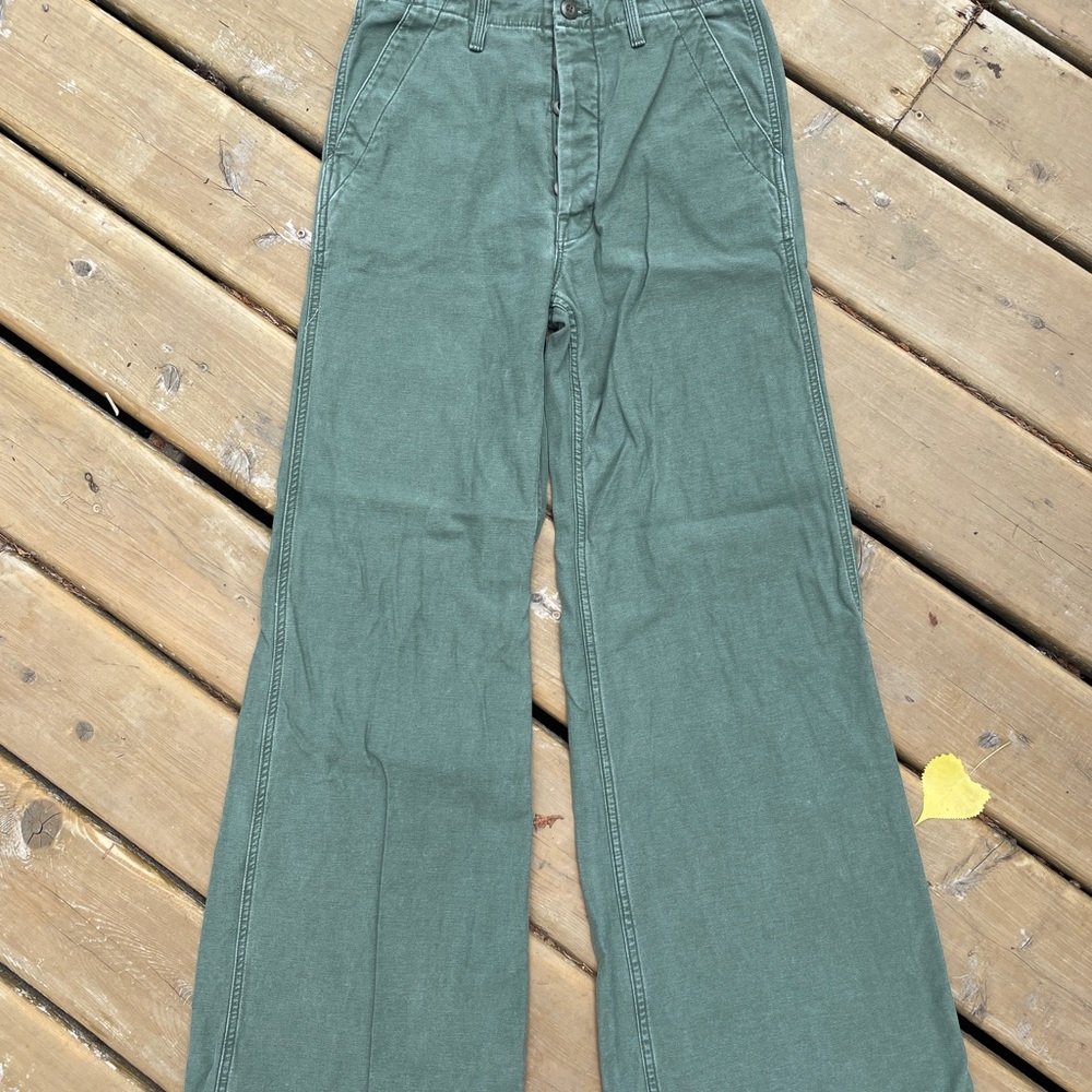 MOTHER Green Chinos Major Roller Cotton wide leg 26
